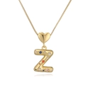 18K gold-plated necklace with heart and multi-color zircon letter Z pendant - Letter Z