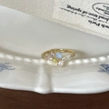 Adjustable S925 silver ring in 18K gold finish with colorful flower pearl stones - Multicolor Gemstone Flower Cluster (J6152)