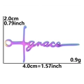 Rainbow gradient stainless steel grace cross charm with dimensions and weight specs - Grace / Rainbow