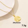 Golden Tree of Life round pendant necklace with intricate detailing on 29x25mm gold charm - Gold Round Tree Of Life (S616-G+N22-G)