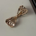 Golden bow-shaped metal hair clip with hammer texture finish in minimalist style - Alloy / Bowknot Gold-6CM