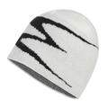 Minimalistische weiße Strickmütze mit schwarzem Muster für winterliche Wärme - L(58-60cm) / Weiß
