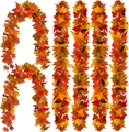 Detailed view of vibrant autumn maple leaf garlands in orange and red gradient hues - B-Color Maple Leaf