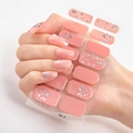 Pink 3D laser nail stickers with silver foil flakes on whole sheet, model DQ3-32 - Pink Base Silver Foil Flakes Style (DQ3-032)
