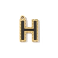 French vintage gold H letter pendant with black enamel inlay and textured border - Letter H Style (VG289-Hx3)