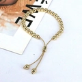 Bracciale a sfere dorate lucide con chiusura a scorrimento regolabile e ciondoli - Diametro della perla 6mm / Oro
