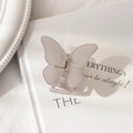 Elegant butterfly hair claw in matte grey translucent acrylic finish for women - Gray