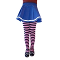 Pink and black striped tights for girls paired with a dark blue pleated skirt - 6-8 Years / Pink Black Stripe