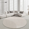 Beige and cream geometric round crystal velvet rug in a modern sunlit living room - 60x60cm / Style C