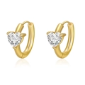 Schicke herzförmige Zirkonia-Ohrringe in Gold für Damen mit polierter Oberfläche - Herz-Stil / Gold