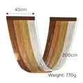 Handwoven boho wall hanging with wood beam in earth tones, size 40cm x 200cm, weighs 770g - Gradient Coffee