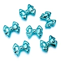 Detailed view of six metallic blue bow charms for DIY jewelry and phone chain accessories - Blue