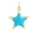 Dettaglio del ciondolo a stella marina con smalto turchese e finiture in oro 18 carati - 14-Ciondolo Stella Marina Blu Cielo