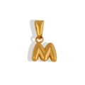 Close-up of golden bubble initial M letter pendant made of 18K gold plated stainless steel - Letter M - Gold