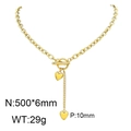 Golden heart pendant necklace with thick link chain and toggle clasp in 500mm length - Gold Necklace (KN288260-Z)