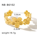 Dettaglio del bracciale a fiori placcato oro 18k con misure e specifiche tecniche del peso - Stile Floreale Girasole (NB-B6102)