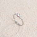 Three-stone titanium steel vintage ring featuring aurora opalescent gems in silver finish - Steel Color With Colorful Zirconia