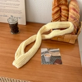 Beige knitted sausage scarf for women in a cozy, warm, and aesthetic minimalist style - Milky Yellow