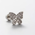Sparkling silver butterfly ear stud with zircon inlay and secure screw back closure - Sparkling Zircon Butterfly Style (A012-3#)