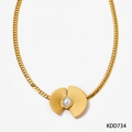 Goldene fächerförmige Halskette mit Perle und Panzerkette, Modell KDD734 - Halskette Modell A (KDD734) / Gold