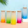 Set of five 12oz frosted sublimation glass jars with bamboo lids and gradient colors - 25OZ Straight Frosted Glass (Color Note)