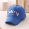 Detail of Chicago U.S.A embroidery and stitching on the blue cotton baseball cap - 54cm (Suggested for 3-10 Years) / Blue