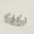 Minimalist silver lattice hollow butterfly adjustable rings set for women - Platinum Plated Chain Design Ear Cuff
