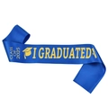 Écharpe de remise des diplômes en satin bleu foncé Class of 2025 avec texte doré - Écharpe de graduation en satin bleu marine - Promotion 2025 J'ai obtenu mon diplôme (Sangle 12)