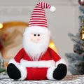 Plush Santa doll with red striped hat and soft faux fur collar, height 35cm 196g - Sitting Red Santa - 102-A