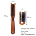 Portable amber folding hairbrush with boar bristles and cute cat ear design - Amber Folding Boar Bristle Hairbrush