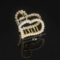 Detail of 4cm gold heart hair claw clip with white pearls and reflective shadow - Full Pearl Heart 4CM Claw Clip