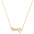 Elegante collana dorata con ciondolo a fiocco e zirconi cubici su una catena veneziana - Collana Oro