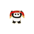 Panda enamel pin holding a red ribbon with I Love China golden text engraving - Panda - I Love China