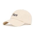 Cappellino da baseball beige in cotone con ricamo Nice blu navy e visiera curva - Beige
