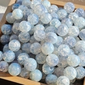Light blue 8mm shattered texture glass beads in a wooden tray for DIY jewelry - 10mm / Light Purple White