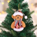 Orsetto di peluche natalizio marrone con vestito a quadri rossi e neri per l'albero - Orso Cachi in Tessuto a Quadretti