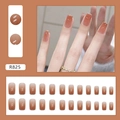Unghie finte sfumate francesi in arancione caramello con glitter argento fini - R825 Glitter Oro Stile Francese (Tipo di Colla)