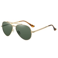 Polarized aviator sunglasses with gold metal frame and vintage carved temples - Gold Frame G15 Green Lens Polarized C6