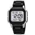 Montre de sport numérique argent et noir avec bracelet résine et affichage double fuseau - Noir Argent Affichage Positif