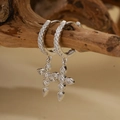 Zilveren S925 sterling zilveren kruis oorbellen met sprankelende zirkonia stenen - 925 zilver / Witgoud