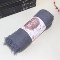 Deep gray cotton linen scarf with natural frayed edges and rustic packaging - Dark Gray
