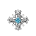 Vintage S925 silver cross necklace featuring a blue gemstone and white pearls - 925 Silver/Synthetic Gemstone / PNC0378 Blue Gemstone Cross Pendant (No Chain)