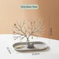 Gray deer antler jewelry stand with tray for earrings and necklace storage - Basic Style / Gray