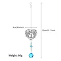 Detailed size specifications for the silver Tree of Life heart crystal suncatcher - Heart Tree of Life / Blue