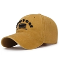 Mustard yellow corduroy baseball cap with vintage New York embroidery and American flag - Adjustable / Ginger Yellow