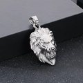 Colgante cabeza de león plateado con circonitas, joyería hip hop para hombre en caja - Color Acero KP116135-TOM