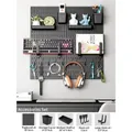 Set of four 30x30cm black pegboards with storage bins, shelves, and hooks for wall organization - Wall Black 30x30 Set 4 / Black