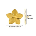 Exaggerated gold stainless steel petal flower earrings with brushed metal texture - Five-Petal Flower (E5274)
