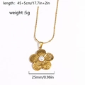 Detalle del colgante de flor en oro de 18K con perla y medidas de cadena indicadas - Forma de Flor (Estilo 1)