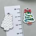 Christmas tree alloy pendant with colorful enamel finish and metal mesh back - Green Christmas Tree 22x15mm